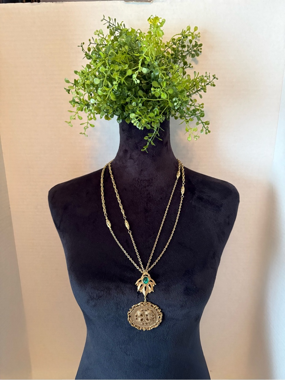 Costume Jewelry medallion, vintage Art Nouveau style